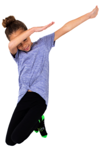 girl mid air pose on trampoline jump wearing elevate socks