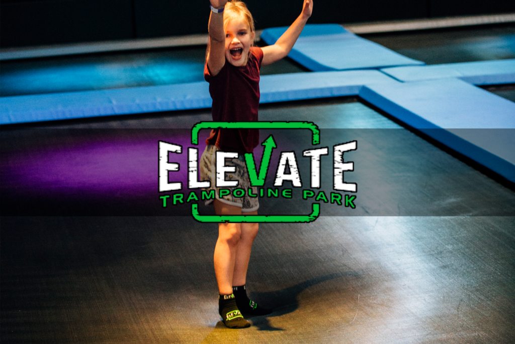 young girl at Elevate during toddler time, jumping on a trampoline at the queen creek location